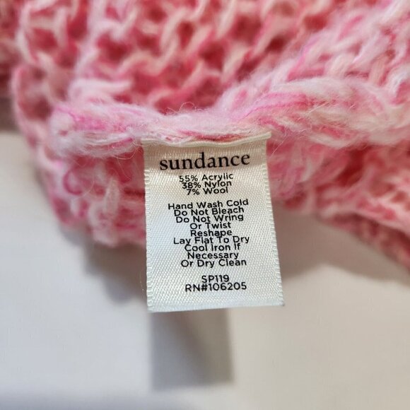 Sundance Julia Stripe Sweater Womens M Pink White Yellow Pullover Open Knit Crew - Picture 8 of 9